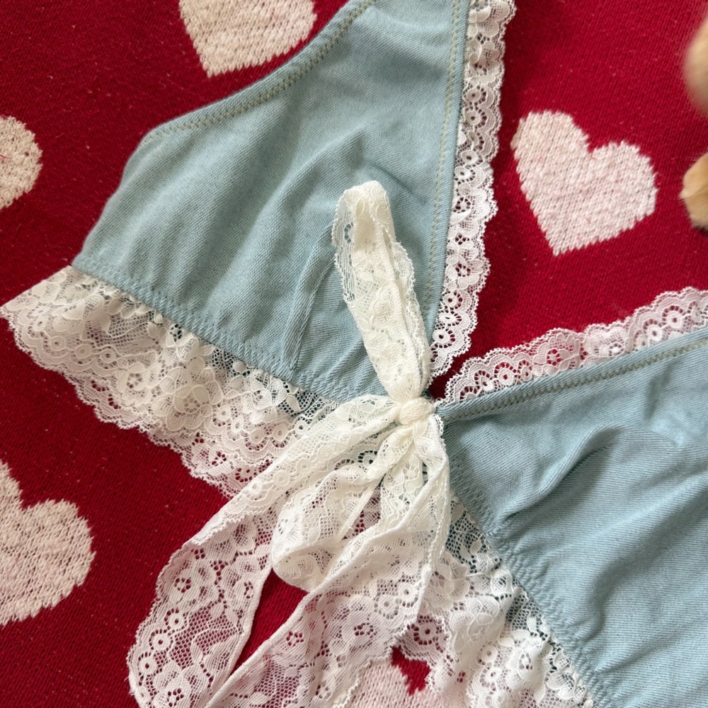 Urban Outfitters Blue Lace Trim Crop Top